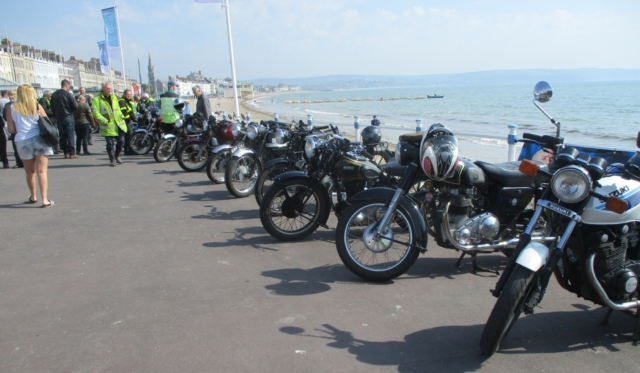 Weymouth Promenade with sea, sun and motorcycles