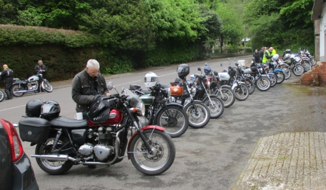 Some of the bikes lined up outside the Milton Abbas coffee stop